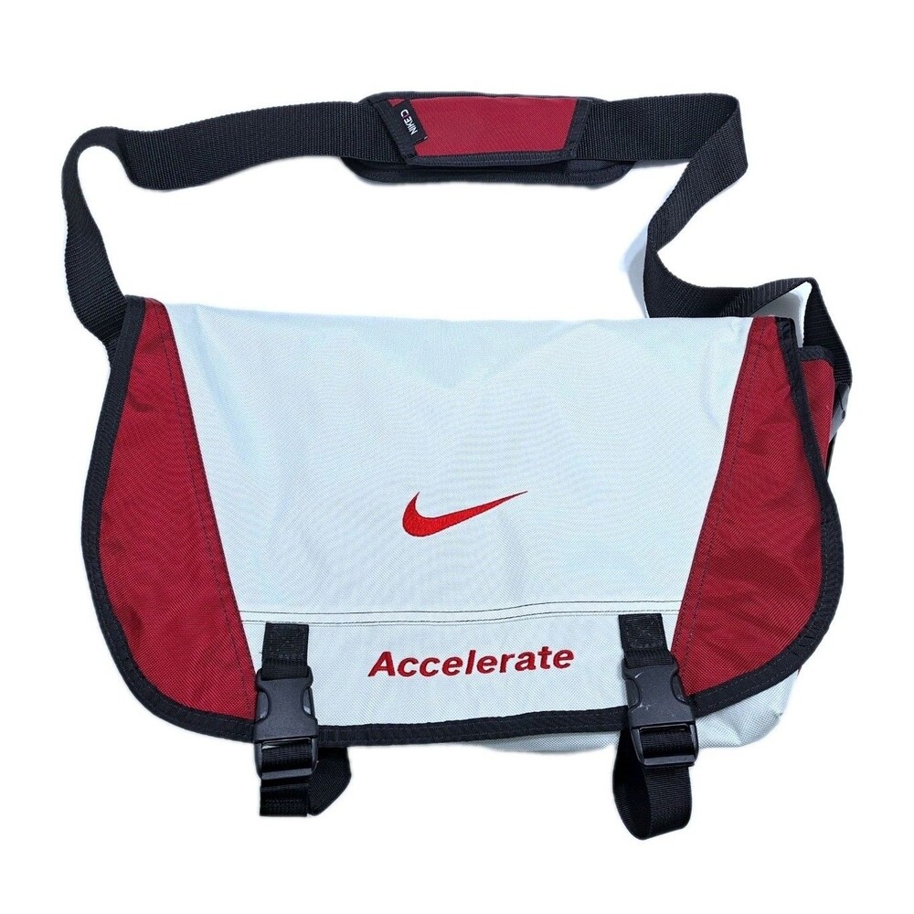 Nike ID Messenger Crossbody Bag White Red Black Tech Nylon Accelerate